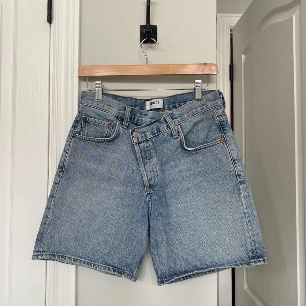 Agolde Criss Cross Denim Shorts